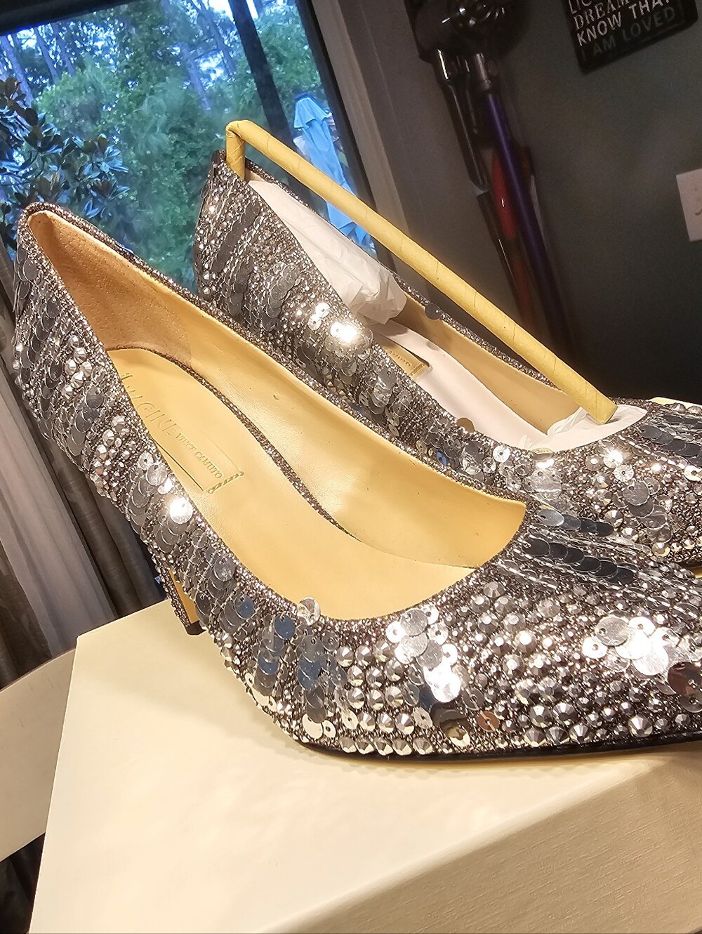 NWT Imagine Vince Camuto Greyson Pewter Mosaic Crystal Pumps 7.5 - Picture 6 of 10